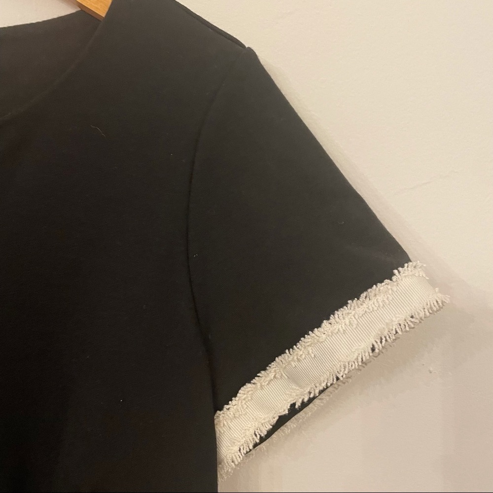 Talbots Black Dress with White Fringe Trim Size 2 - Picture 3 of 8